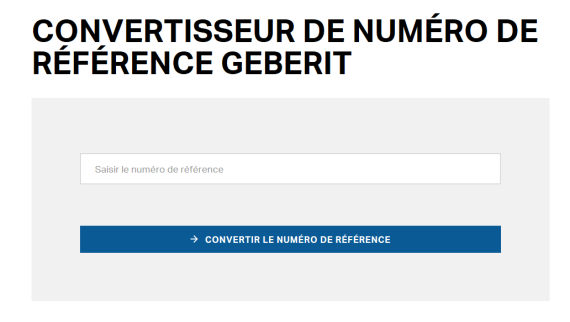 Convertisseur de numéros de référence Geberit
