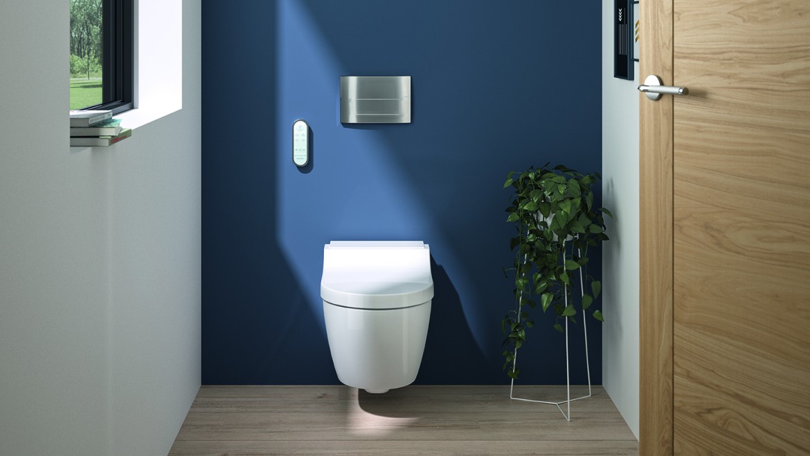 Coin toilette moderne avec WC lavant Geberit AquaClean Laïta Coin toilette moderne avec WC lavant Geberit AquaClean Laïta