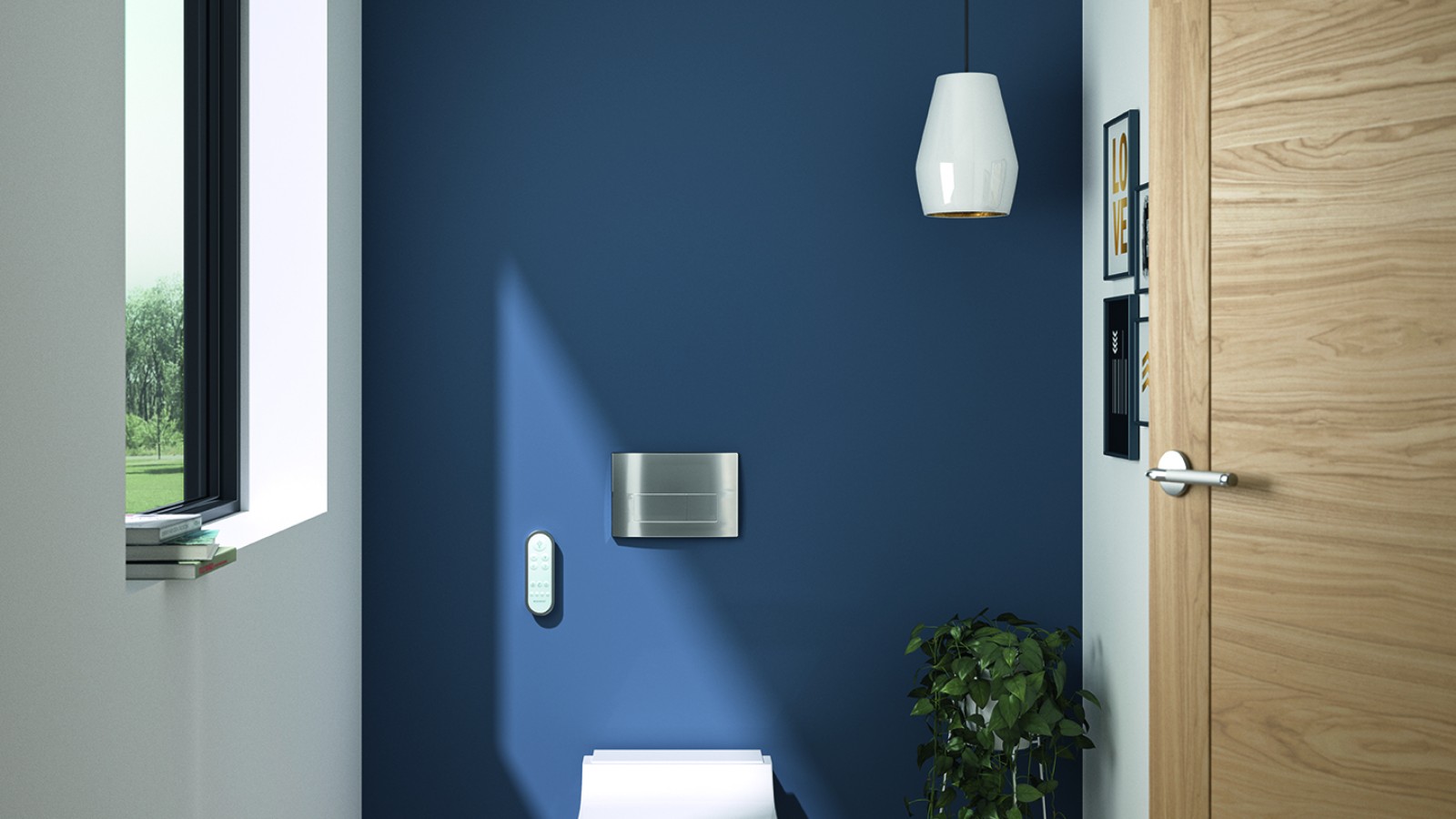 Coin toilette moderne avec WC lavant Geberit AquaClean Laïta