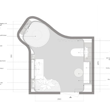 Plan de la salle de bains imaginée par Tilla Goldberg