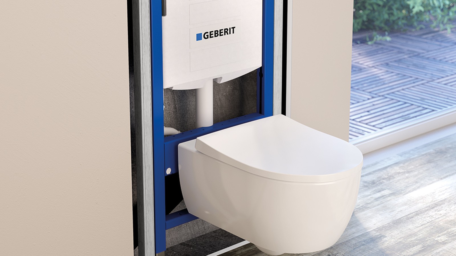 Bâti-support avec réservoir encastré Geberit Sigma derrière le mur