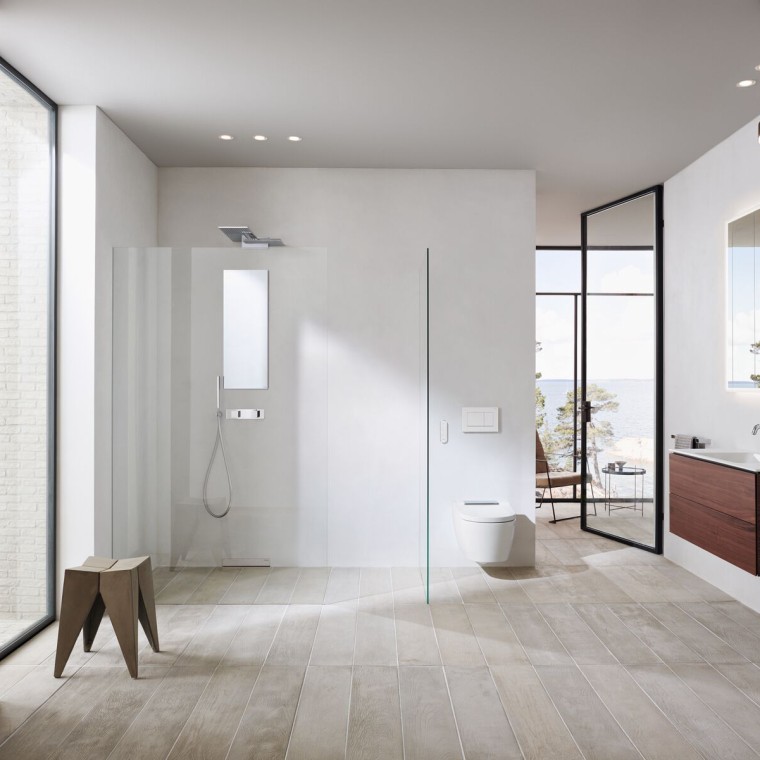 Une salle de bains luxueuse avec une douche à l'italienne
