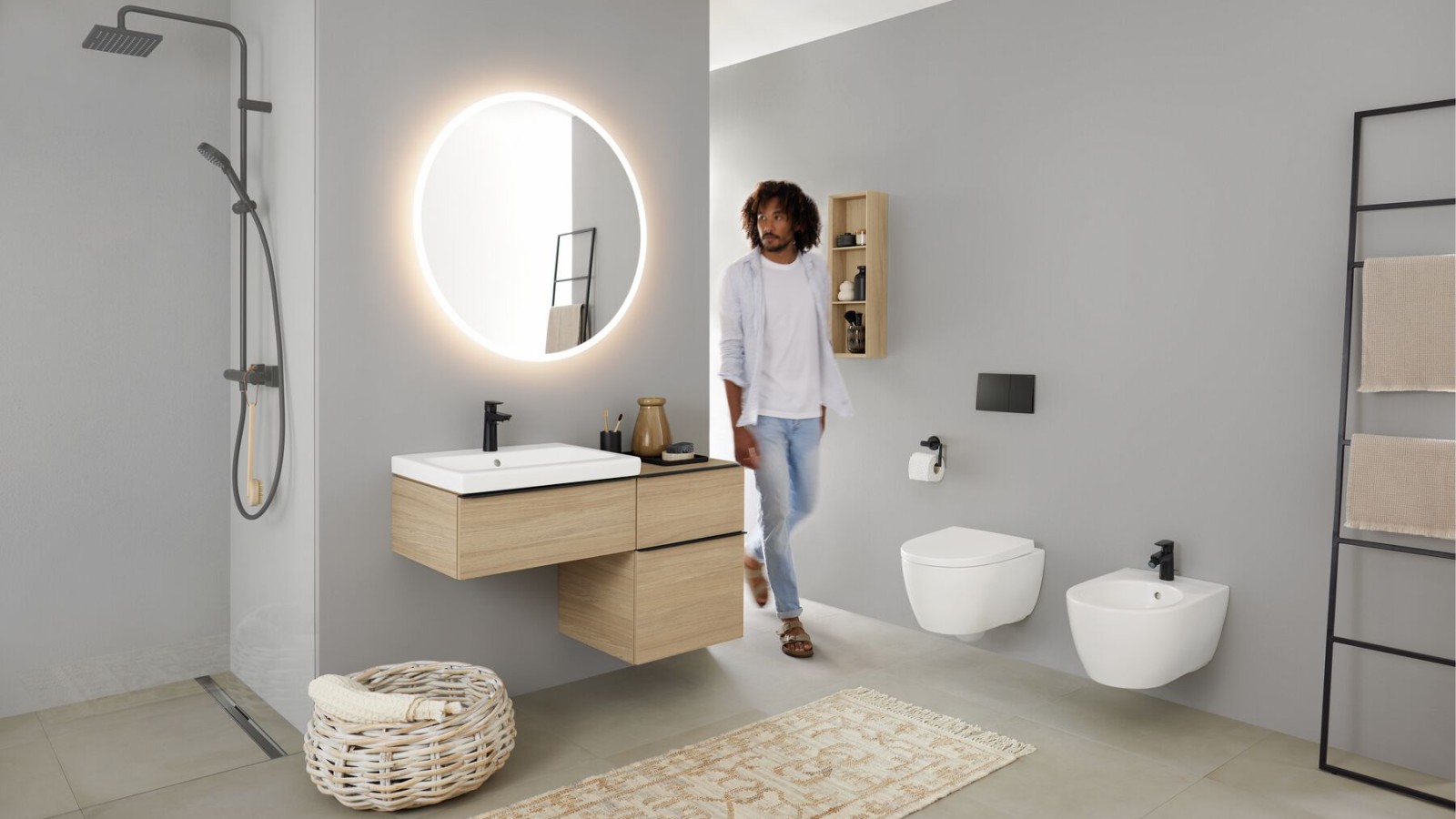 Douche à l'italienne avec niche