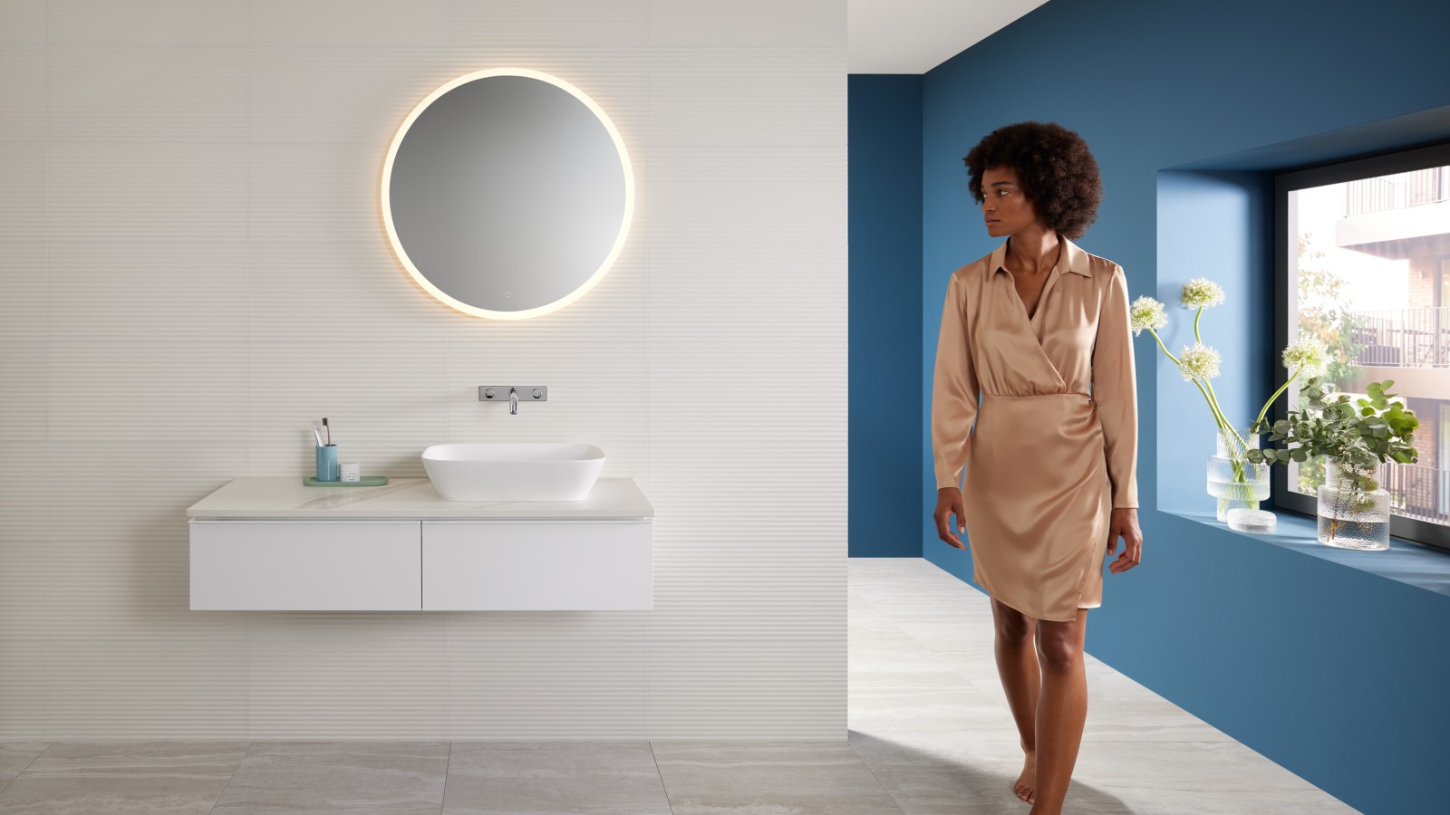 Lavabo Mix & Match Geberit ONE avec meuble sous lavabo Geberit iCon Lavabo Mix & Match Geberit ONE avec meuble sous lavabo Geberit iCon