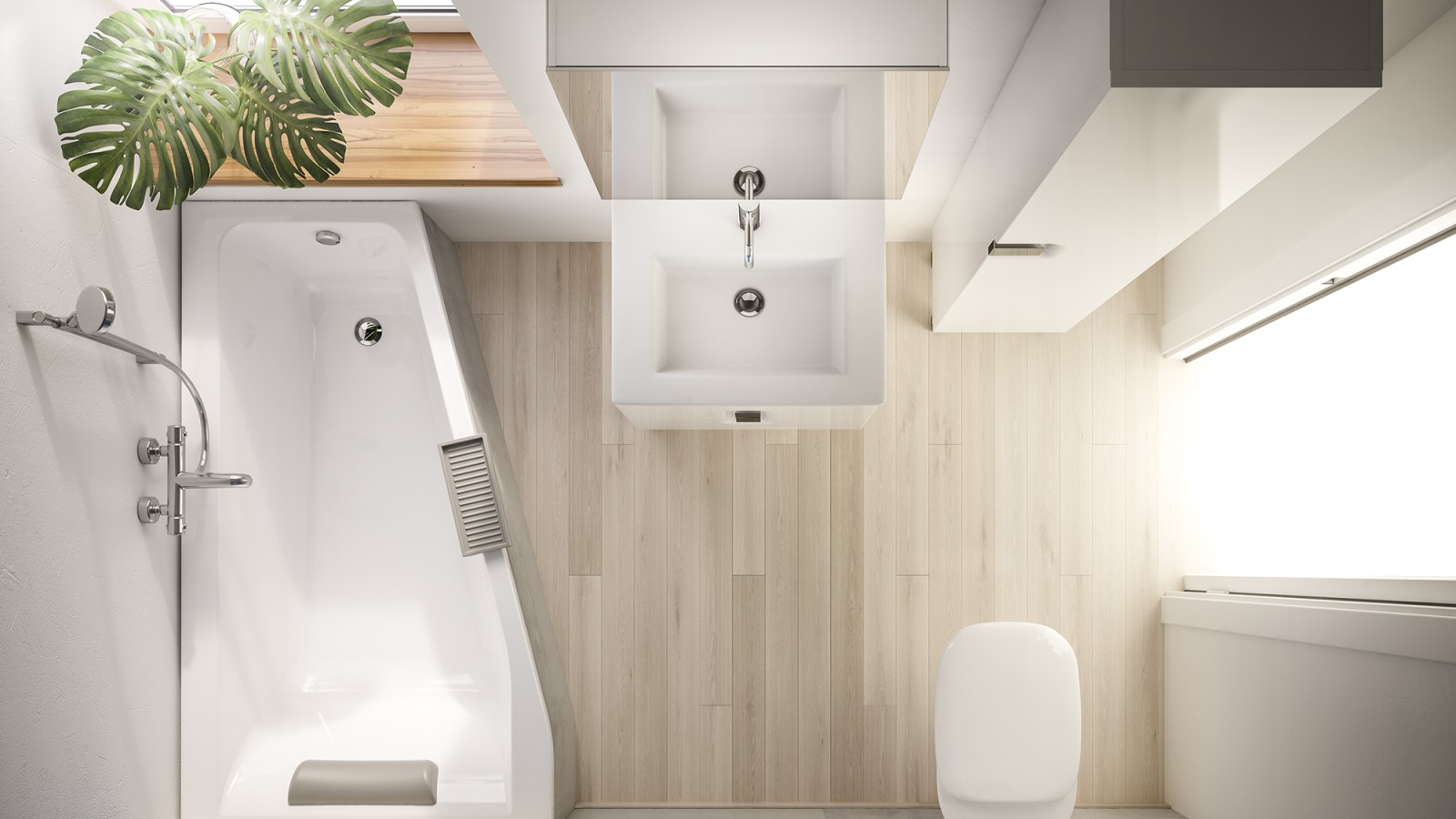 Salle de bains avec petit plan de sol