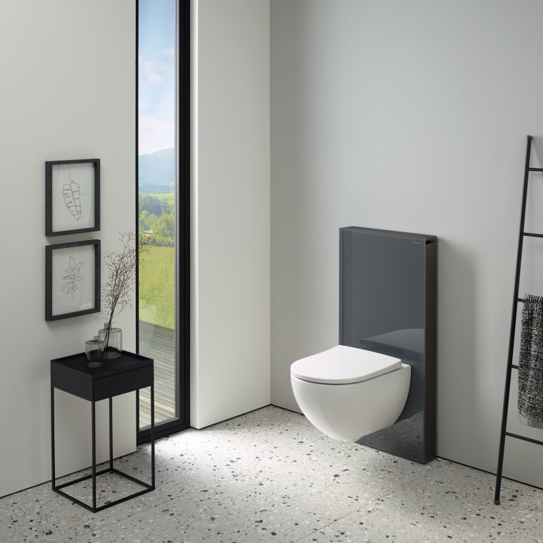 Module sanitaire Geberit Monolith avec revêtement frontal en verre Module sanitaire Geberit Monolith avec revêtement frontal en verre