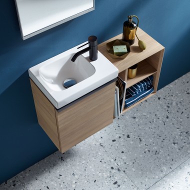 Lavabo de salle de bains Geberit iCon avec armoire pour la salle de bains des invités