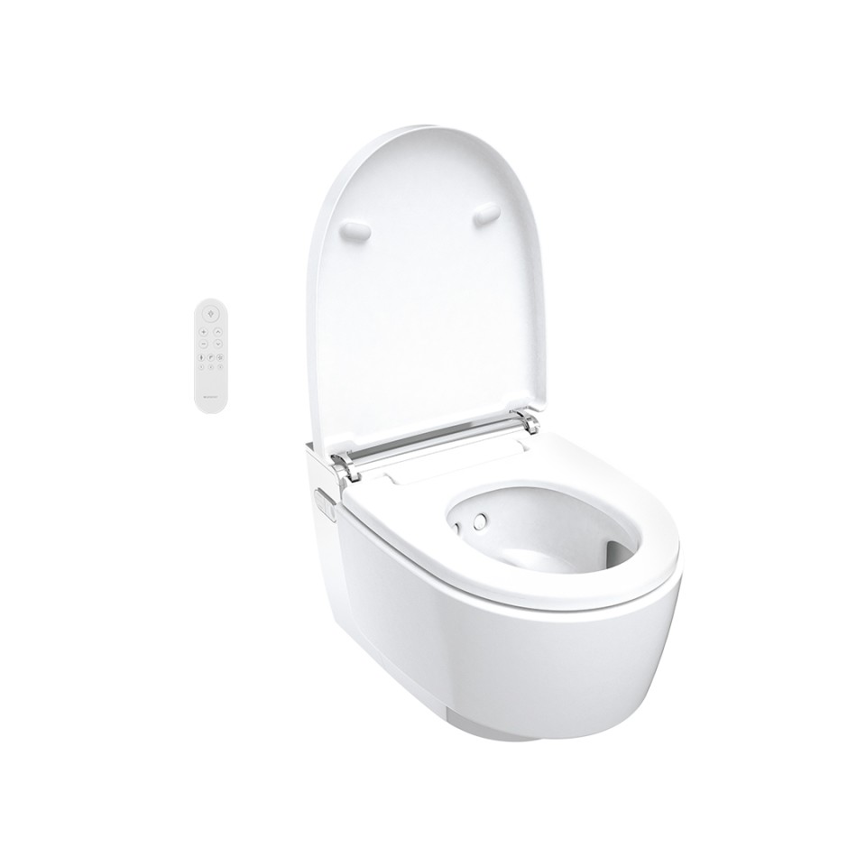 Geberit AquaClean Maïra avec couvercle d'abattant ouvert Geberit AquaClean Maïra avec couvercle d'abattant ouvert