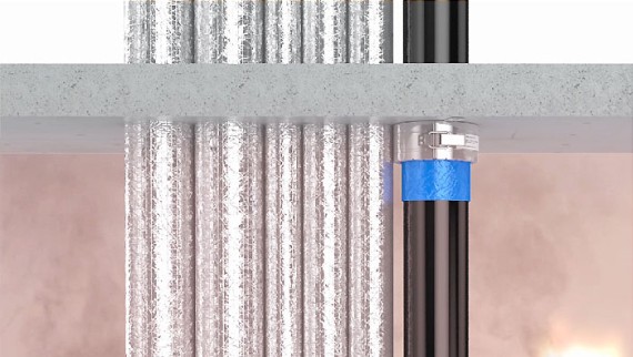 Obturation de tubes Geberit pour la protection incendie de colonnes montantes Obturation de tubes Geberit pour la protection incendie de colonnes montantes