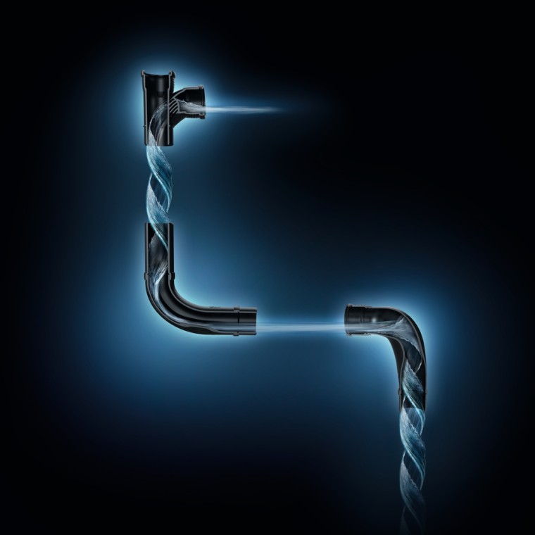 Optimisation hydraulique du débit d'eau grâce aux raccords SuperTube Geberit. Optimisation hydraulique du débit d'eau grâce aux raccords SuperTube Geberit.