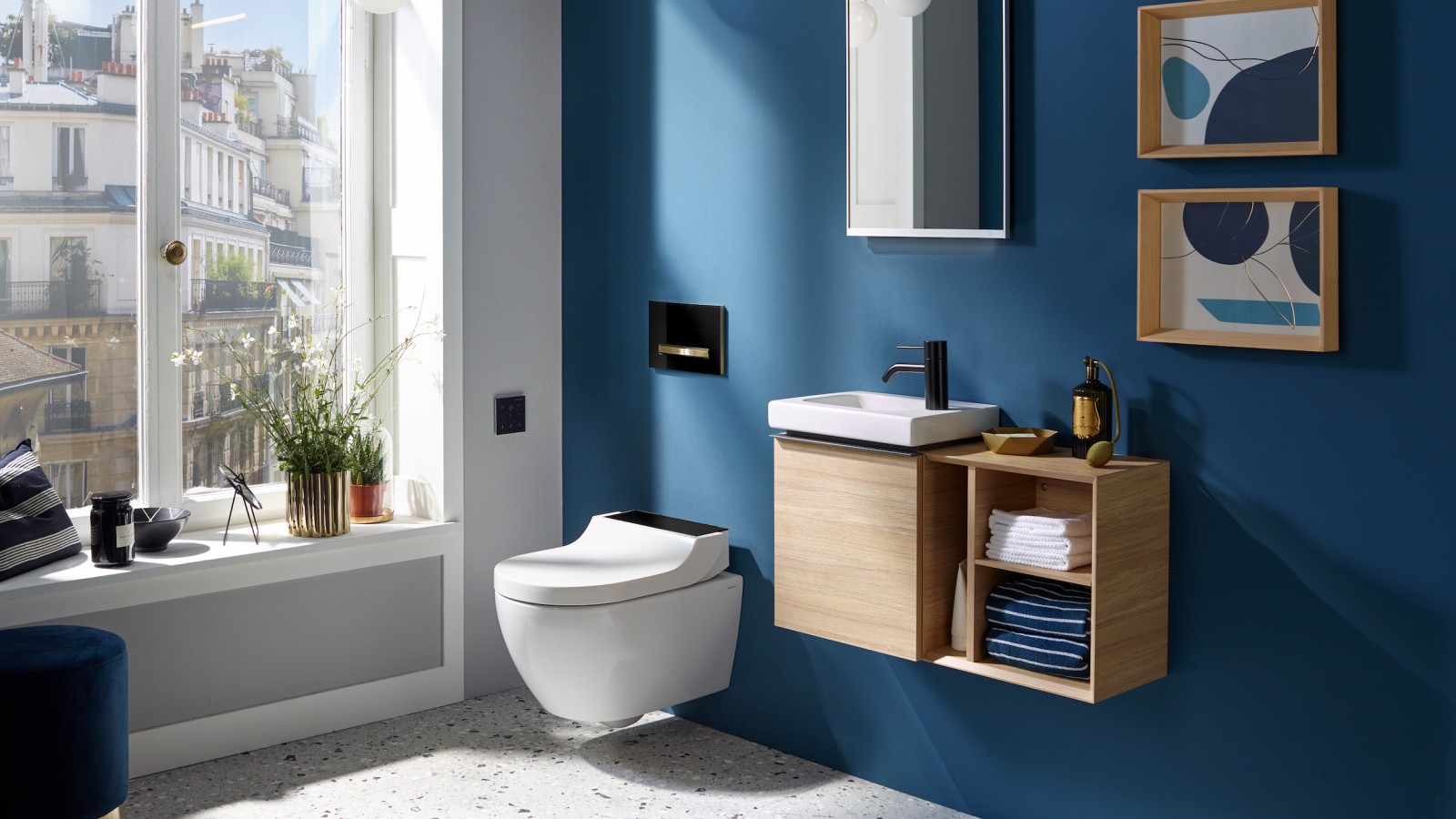 WC pour invités Geberit iCon avec lave-mains et meuble WC pour invités Geberit iCon avec lave-mains et meuble