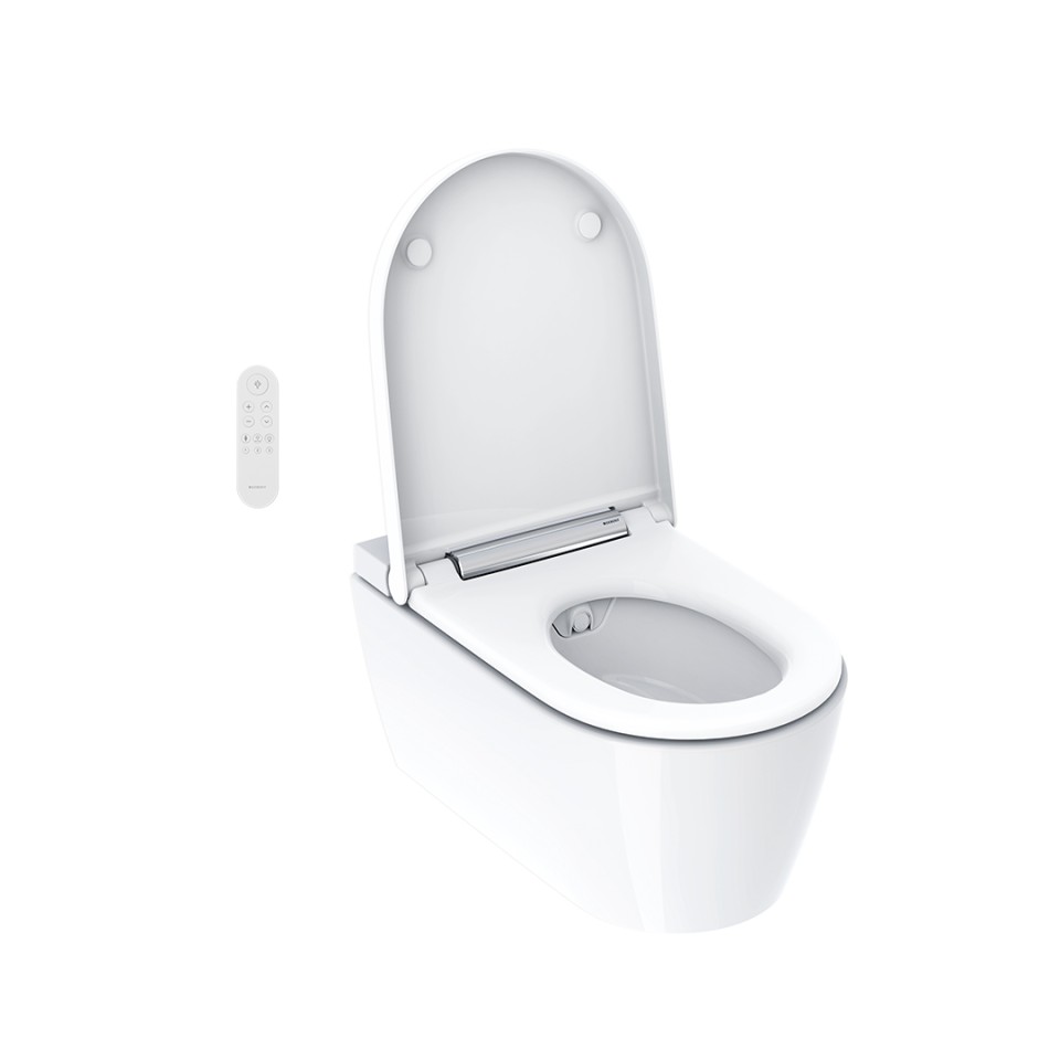 Geberit AquaClean Sela avec couvercle dʼabattant ouvert Geberit AquaClean Sela avec couvercle dʼabattant ouvert
