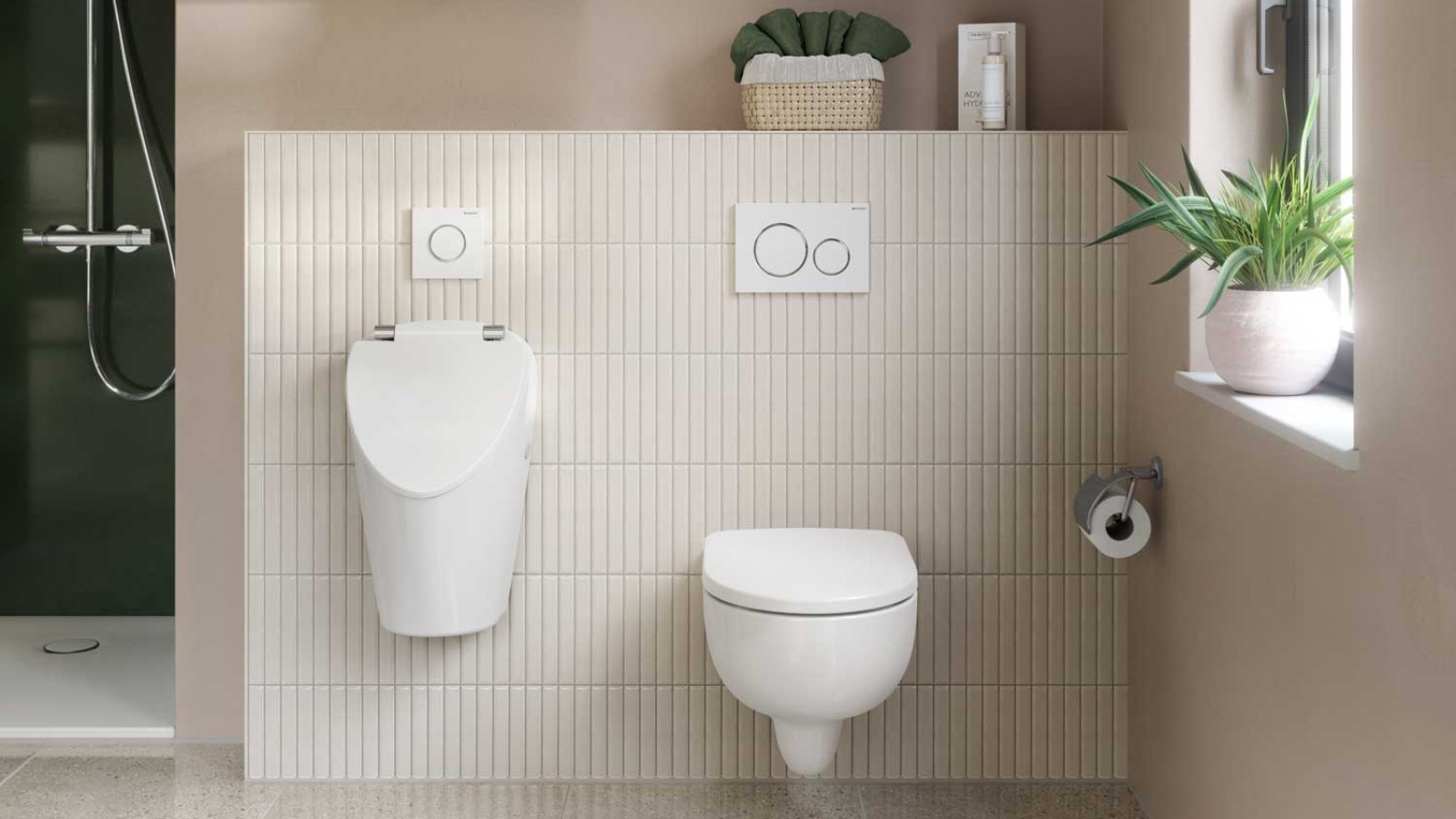 Urinoirs Geberit dans une salle de bains