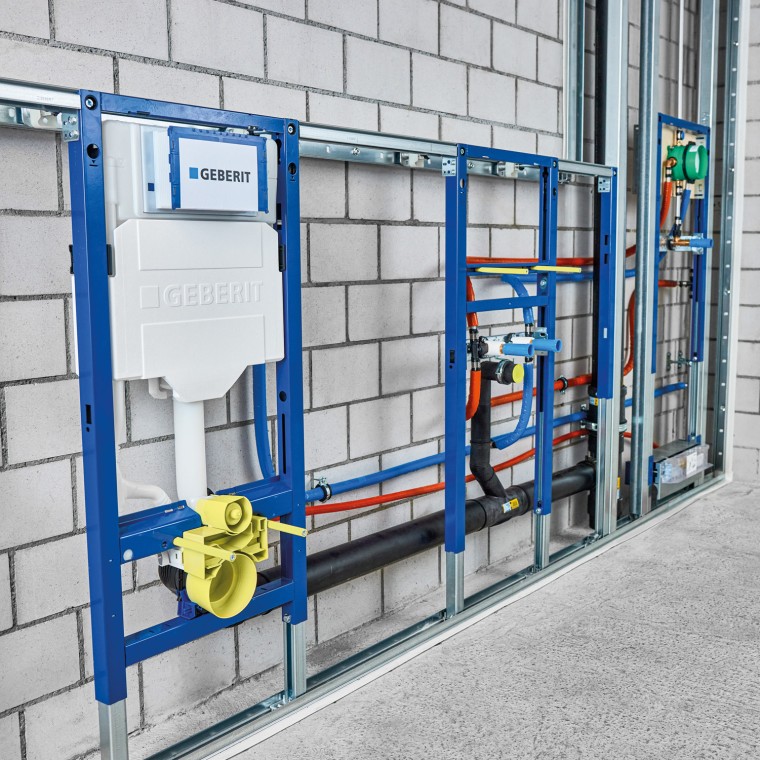 Système Duofix mural avec élément pour WC, élément pour lavabo et élément pour douche