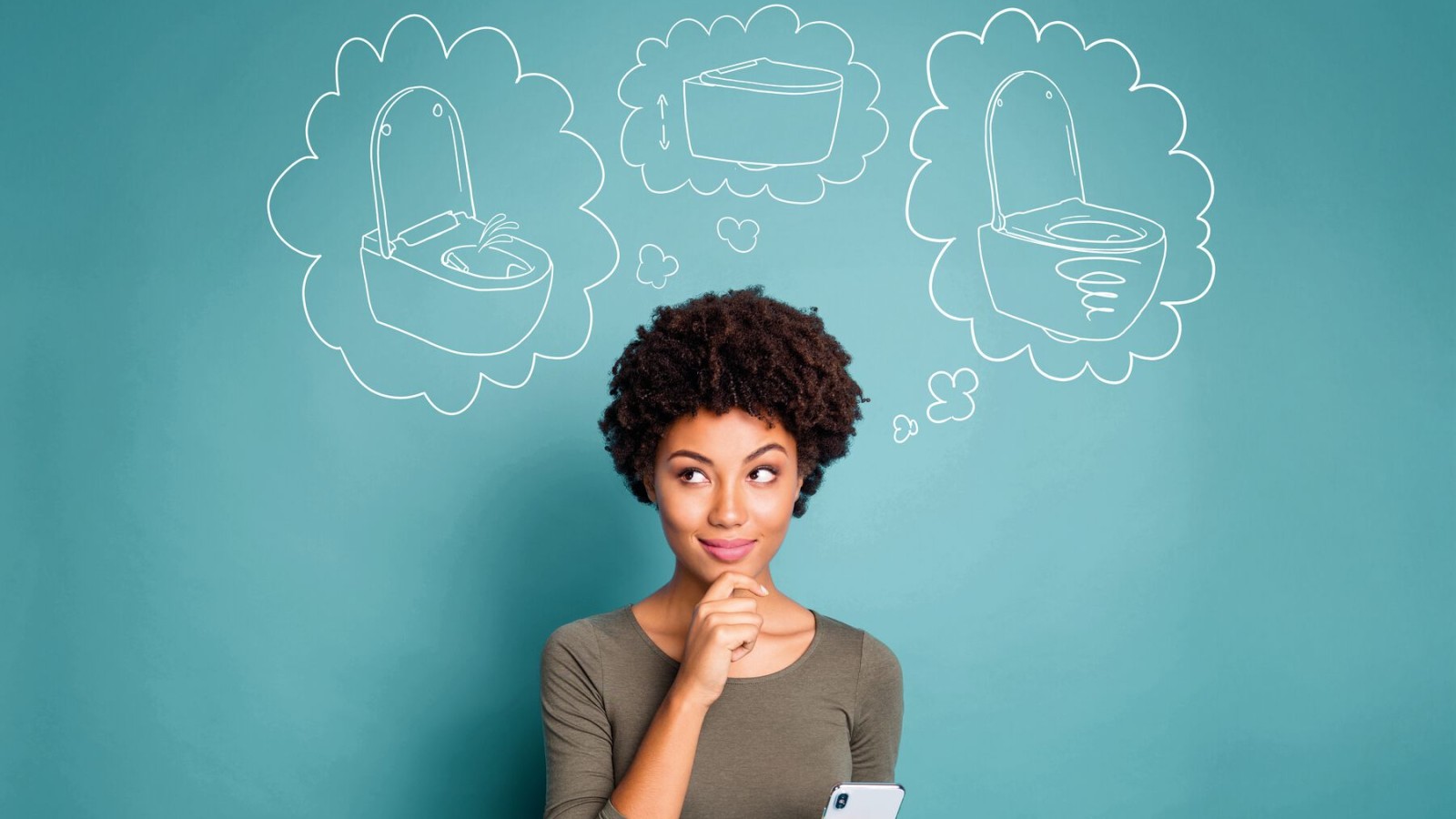 Femme pensant au WC de ses rêves Femme pensant au WC de ses rêves