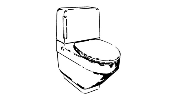 Esquisse du premier WC lavant de Geberit, Geberit-O-Mat Esquisse du premier WC lavant de Geberit, Geberit-O-Mat