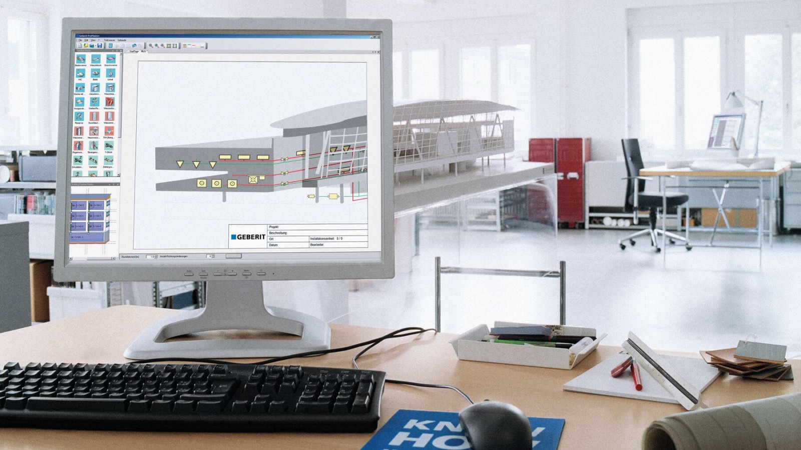 Écran d'ordinateur avec Geberit ProPlanner Écran d'ordinateur avec Geberit ProPlanner