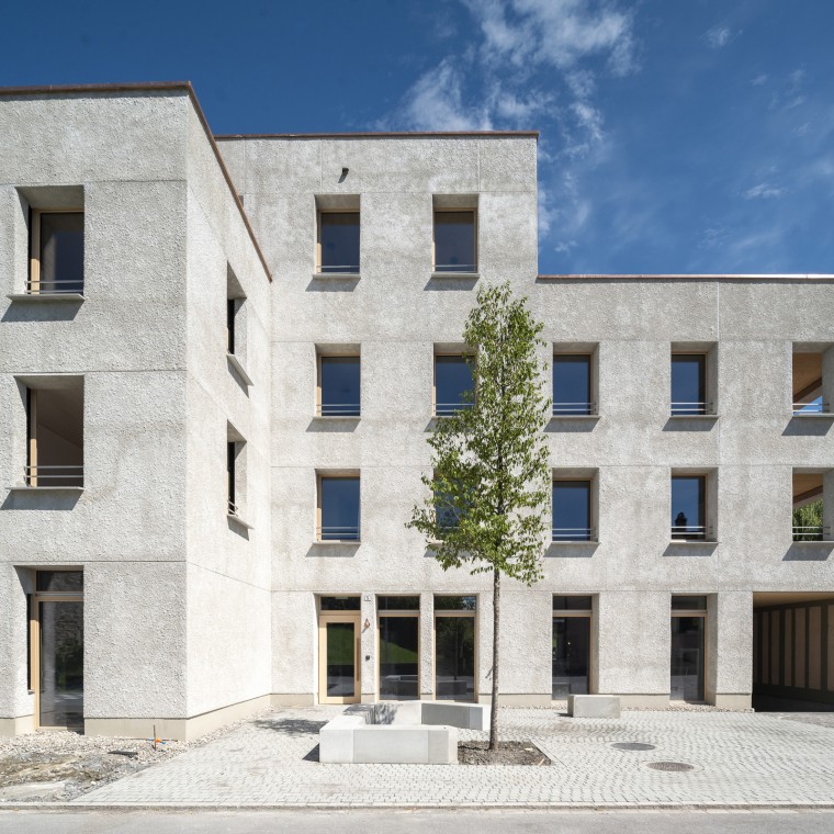 Des matériaux développés en interne, comme le béton de chanvre Cancret, sont utilisés dans le projet Openly Valley à Widnau. (© Openly / Jens Ellensohn)