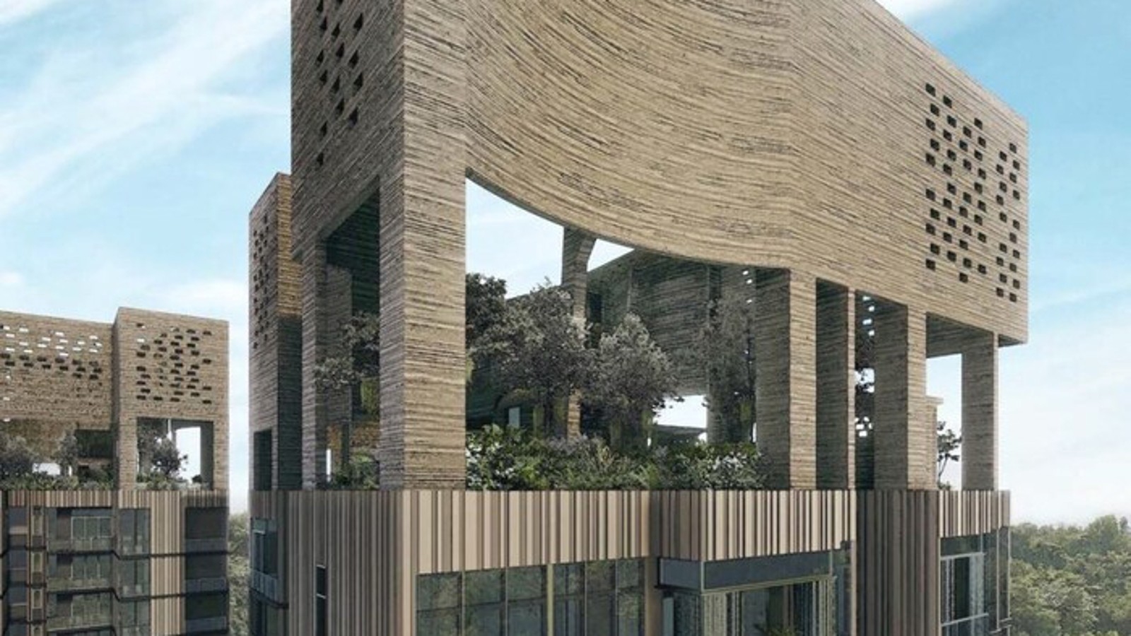 Les « secret gardens » se cachent au sommet des deux tours résidentielles de l’ensemble Modern Martin (© Darren Soh) Les « secret gardens » se cachent au sommet des deux tours résidentielles de l’ensemble Modern Martin (© Darren Soh)