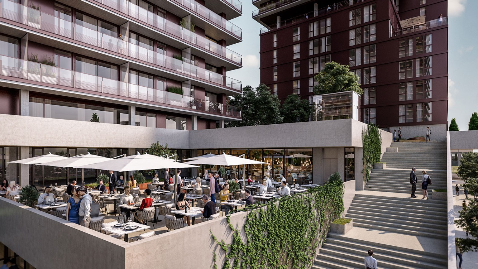 Terrasses en toiture en surplomb et gastronomie sont de la partie.© Soravia