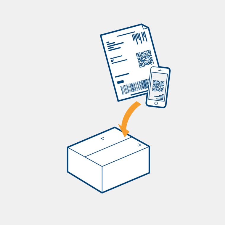 2. Collez l'étiquette de retour 2. Collez l'étiquette de retour