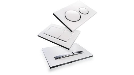 Plaques de déclenchement blanches Geberit Sigma dans différents designs Plaques de déclenchement blanches Geberit Sigma dans différents designs