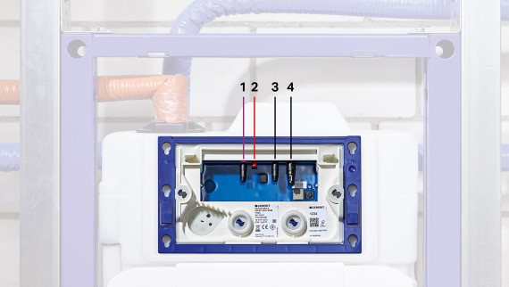 Réservoir à encastrer avec rinçage forcé hygiénique HS30 (© Geberit) Réservoir à encastrer avec rinçage forcé hygiénique HS30 (© Geberit)