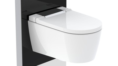 Panneau sanitaire Geberit Monolith Plus avec WC lavant Geberit AquaClean Sela chrome brillant