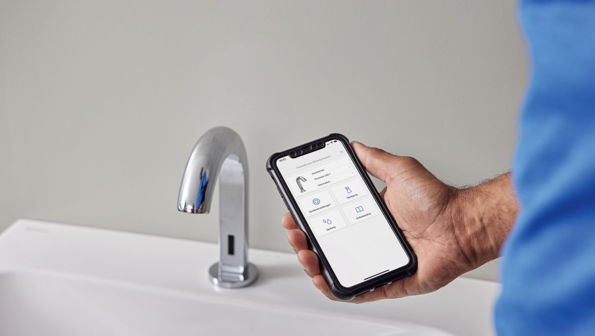 Réglage des robinets de lavabo Geberit via l'application Geberit Control