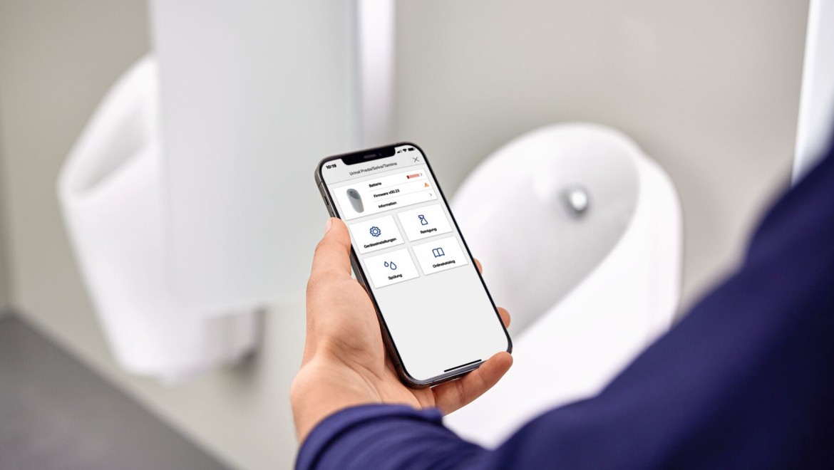 Les urinoirs Geberit peuvent être facilement commandés via l'application Geberit Control.
