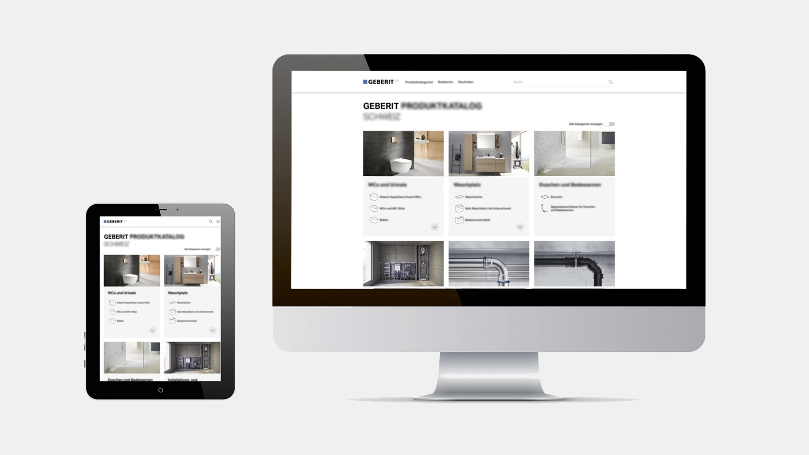 Capture d’écran catalogue de produits Geberit