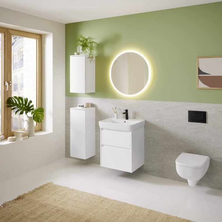 Idée salle de bains dotée de produits de la collection Geberit Renova Idée salle de bains dotée de produits de la collection Geberit Renova