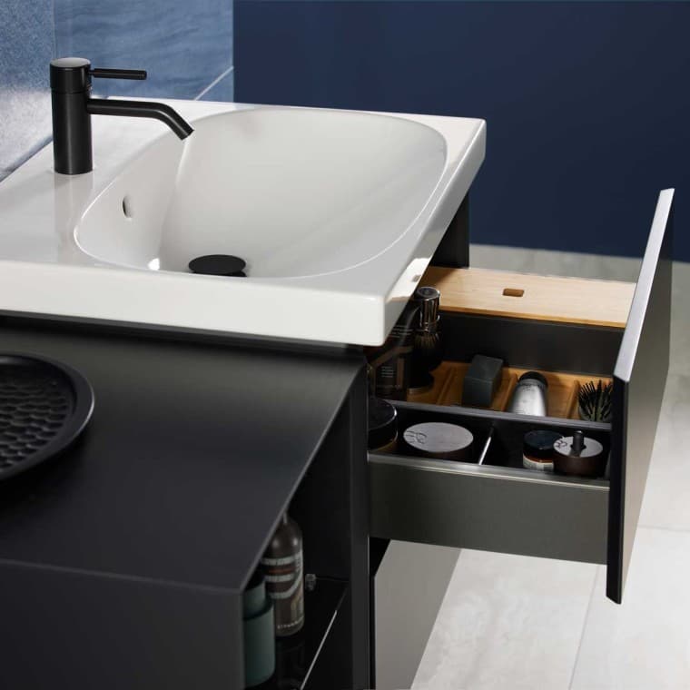 Mix & Match lavabo Geberit Acanto avec meuble bas Geberit ONE sans découpe de siphon Mix & Match lavabo Geberit Acanto avec meuble bas Geberit ONE sans découpe de siphon