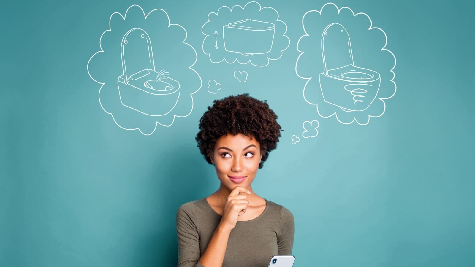 Femme pensant au WC de ses rêves Femme pensant au WC de ses rêves