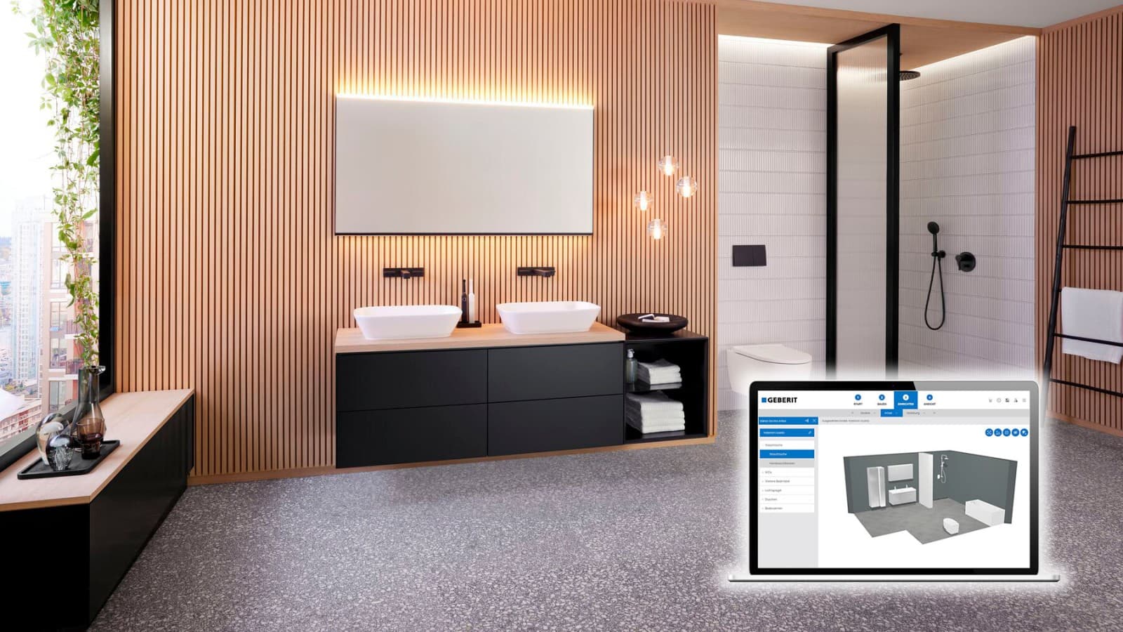 Planification d'une salle de bains avec le planificateur de salle de bains en 3D Planification d'une salle de bains avec le planificateur de salle de bains en 3D