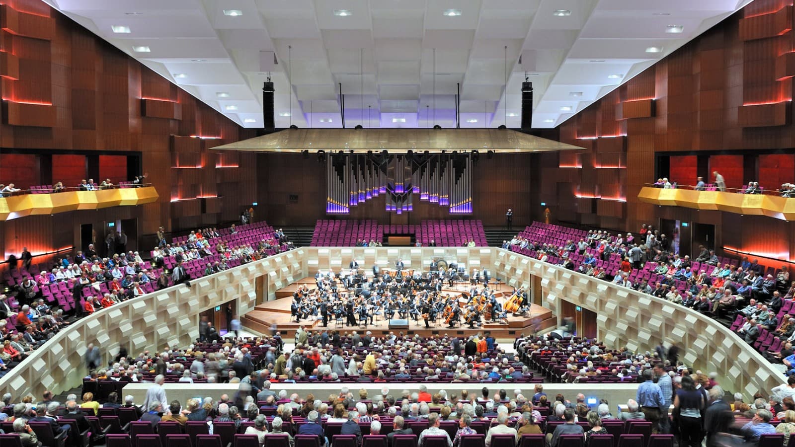 Des représentations musicales de tous styles ont lieu dans la grande salle de concert (© Plotvis et Kraaijvanger Architecten) Des représentations musicales de tous styles ont lieu dans la grande salle de concert (© Plotvis et Kraaijvanger Architecten)