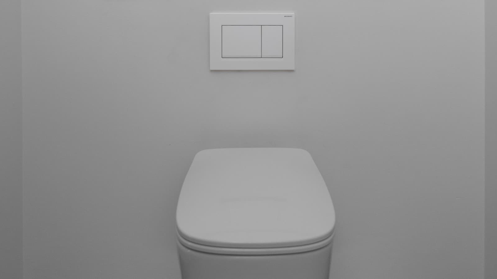 Salle de bains équipée d'une plaque de déclenchement Geberit Sigma30 (© Geberit) Salle de bains équipée d'une plaque de déclenchement Geberit Sigma30 (© Geberit)