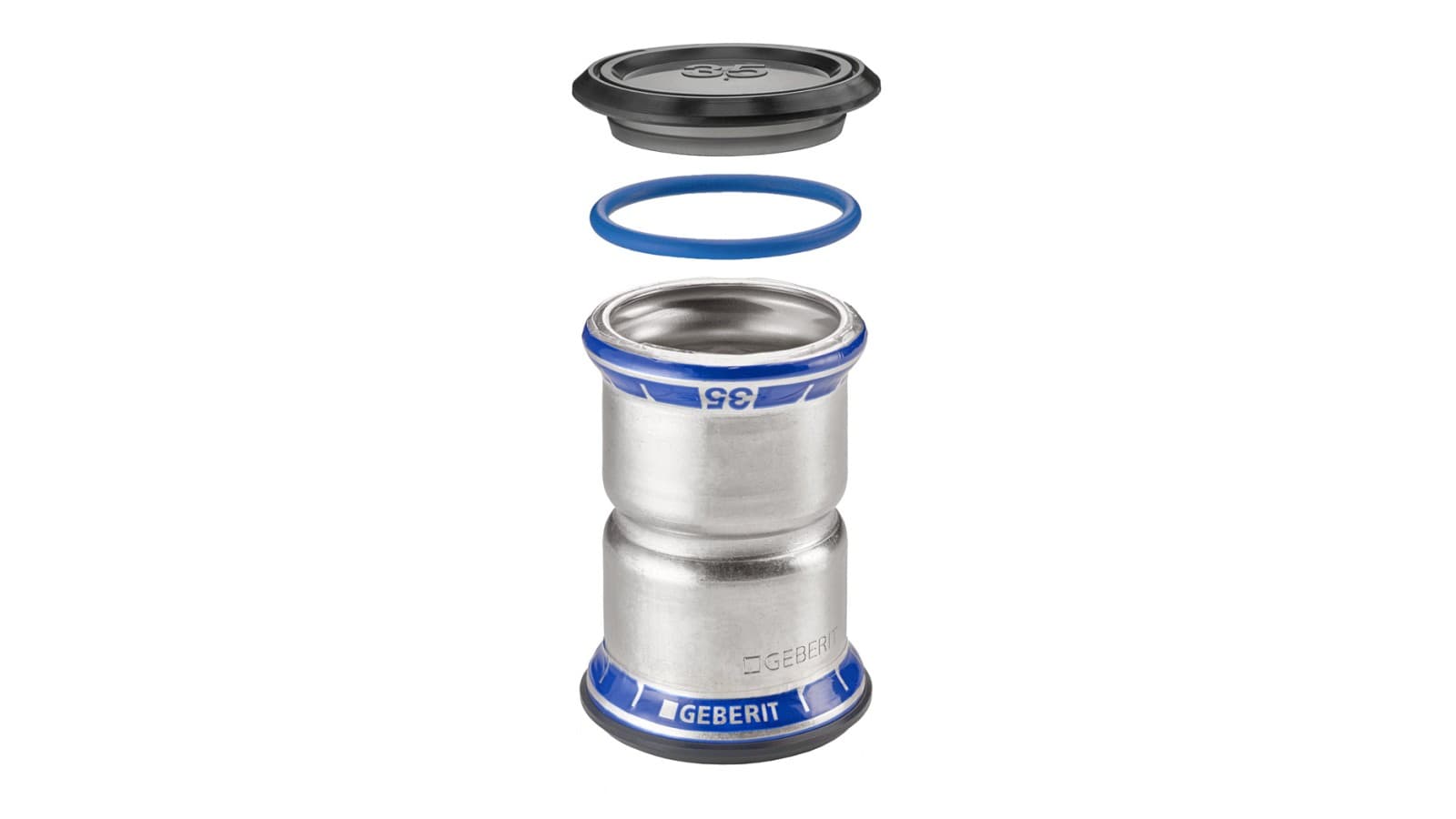 Acier inoxydable Geberit Mapress, FKM bleu : pour l'utilisation de fluides contenant de l'huile Acier inoxydable Geberit Mapress, FKM bleu : pour l'utilisation de fluides contenant de l'huile