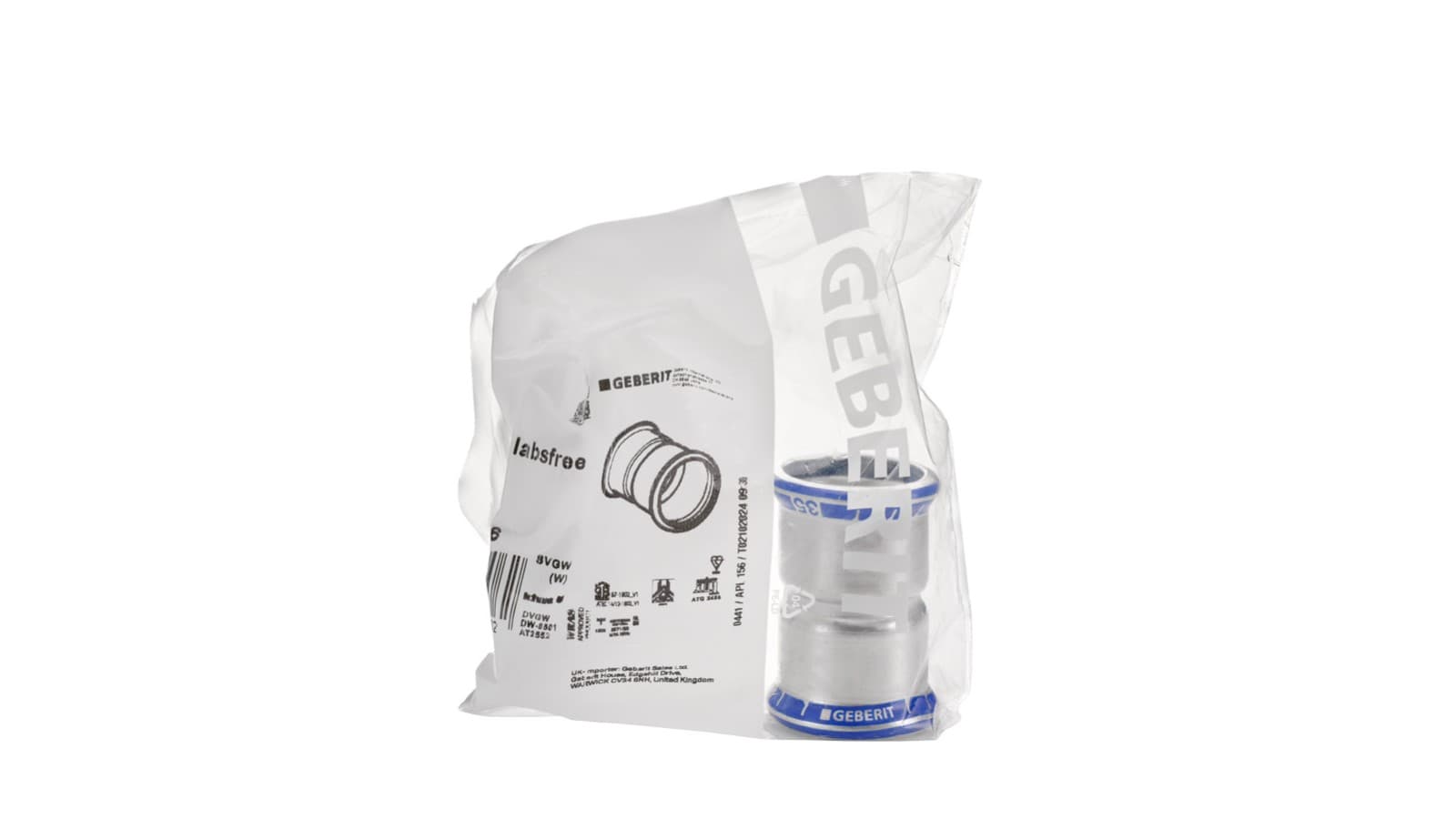 Geberit Mapress inox pressfittings LABS-free sont emballés individuellement Geberit Mapress inox pressfittings LABS-free sont emballés individuellement